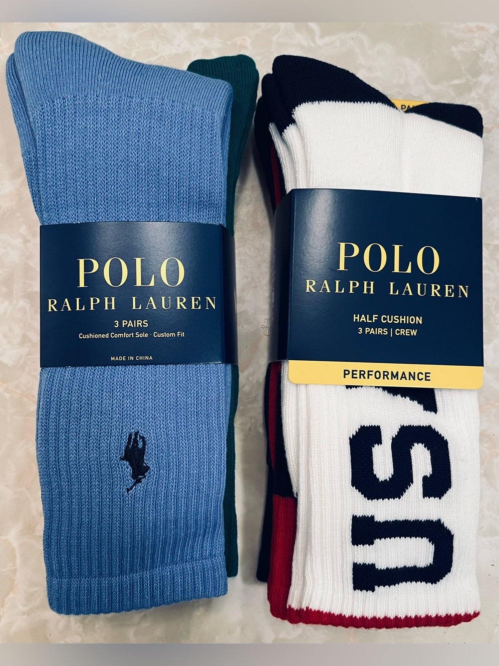 Polo by Ralph Lauren Light Blue, White & Green Crew Sock 6-Pack